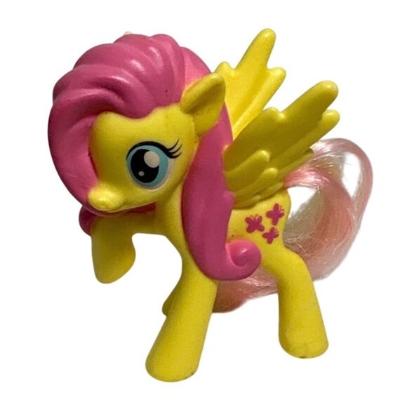 My Little Pony Fluttershy Collectible Figure 2.5" Yellow & Pink Vinyl Toy McDona - Picture 1 of 7